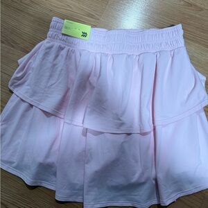 Girls and women’s Pink Ruffle Athleisure Girly Mini Skirt With Shorts NWT…35